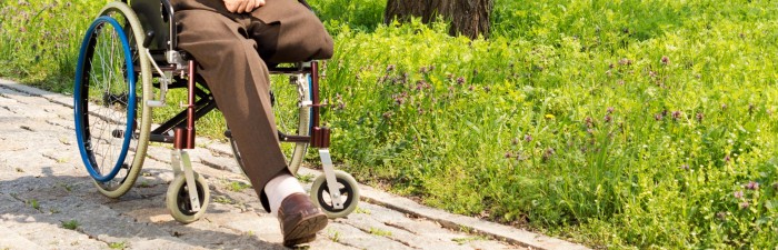 Amputee sat in wheelchair
